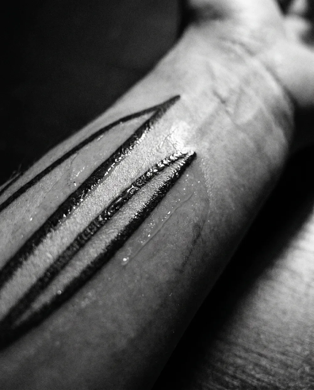 Frisch gestochenes, sauber gearbeitetes Tattoo von Vendetta Ink Ulm